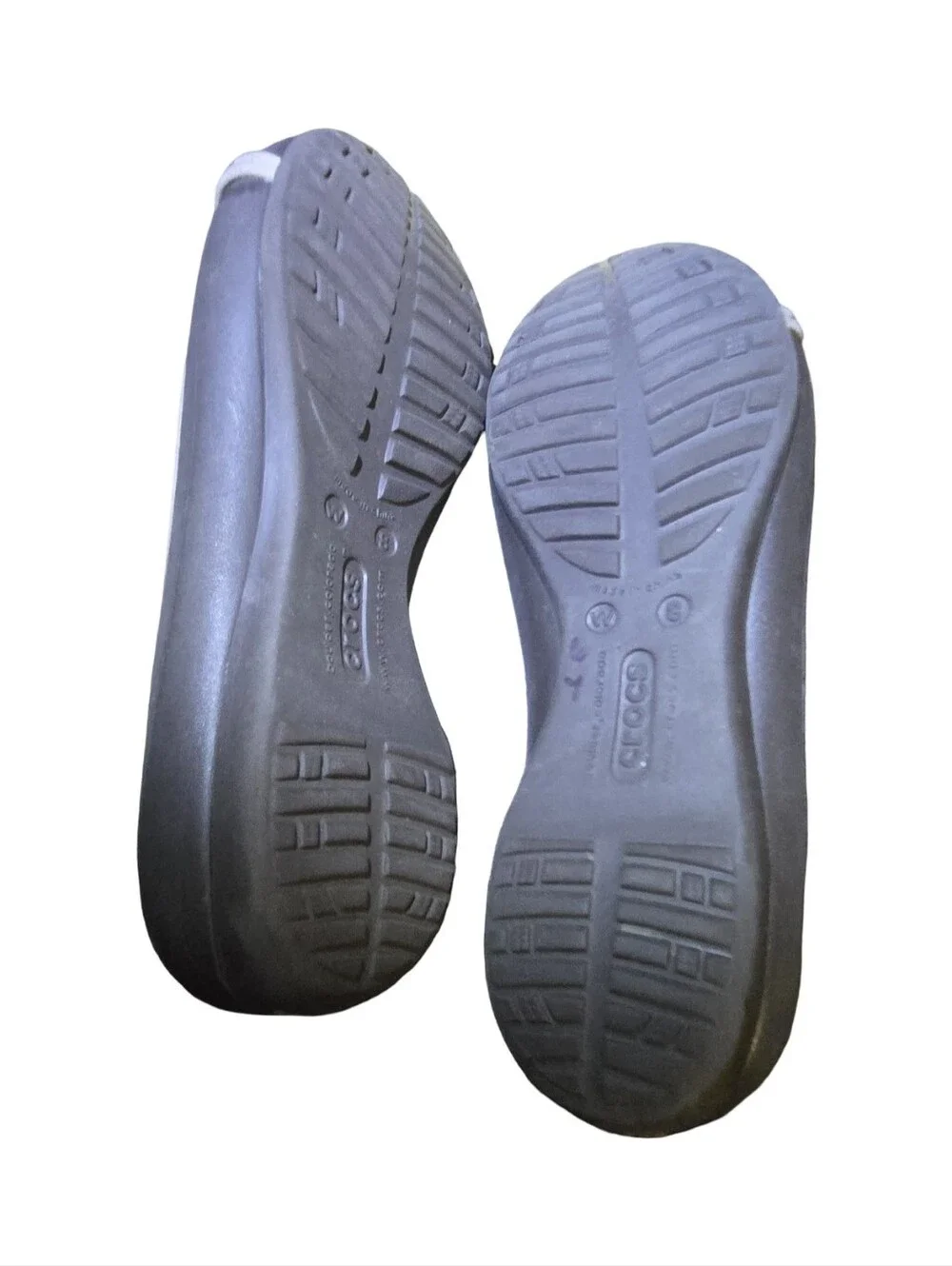 CROCS Women's Charcoal Gray Ballet Flats with Light Trim Slip On Balletcore